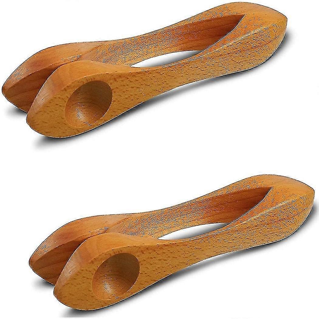 2 قطع ملاعق موسيقية خشبية قوم قرع آلة الخشب الطبيعي ملاعق موسيقية بيركو التقليدية