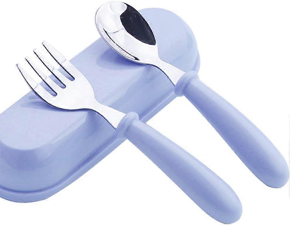 Fork and spoon set, baby tableware, stainless steel tableware.