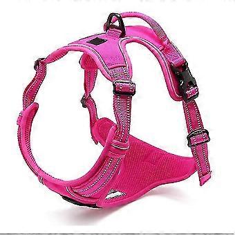 Bjxy Pet Dog Chest Harness For Medium Dogs To Prevent Breaking Off, Adjustable Explosion Proof Leach Belt Reflective Tape (bust 69-81cm) Rose Red
