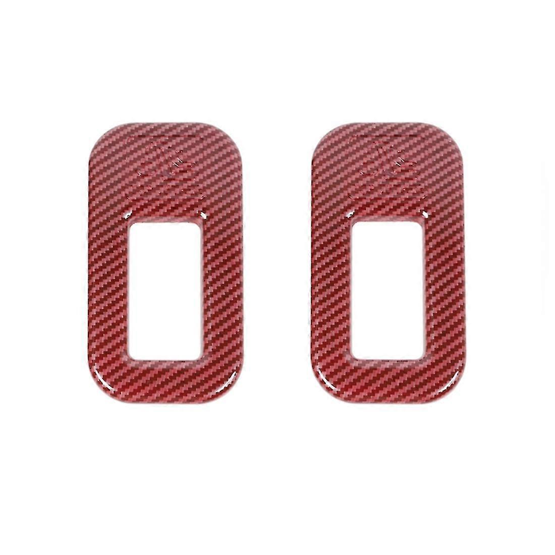 Car Safety Seat Fixing Buckle Trim Cover Stickers Red Carbon Fiber