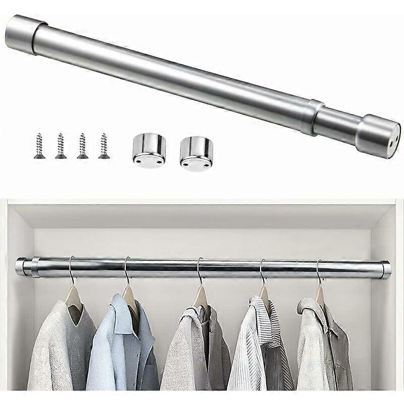 Stainless Steel Extendable Wardrobe Rod 33cm to 51cm Adjustable Telescopic Curtain Rod Anti-Corrosion Extendable Wardrobe Tube