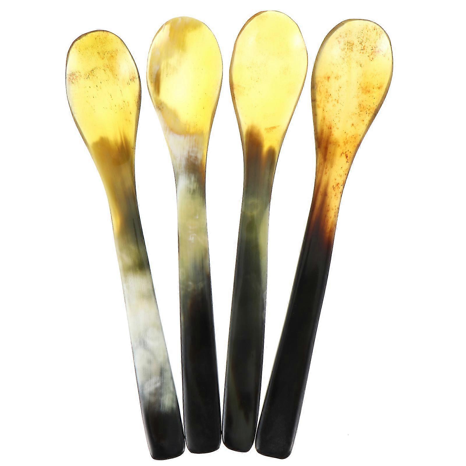 4stk Oksehorn Kaffeske Unik Kaffe Scoops Kage Dessert Skeer Suppe Skeer Suppe Skeer