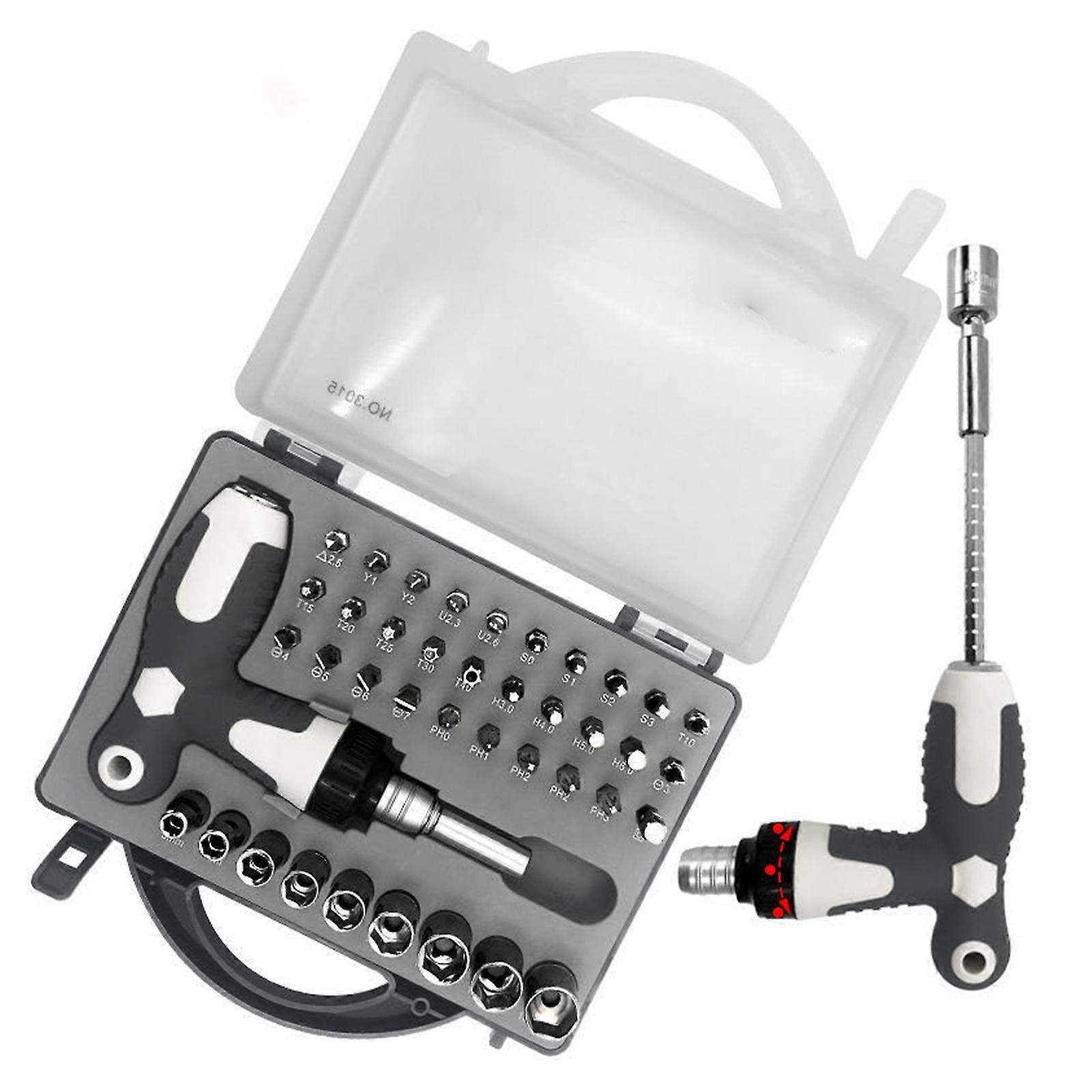 Ratchet Screwdriver Set with Storgae Box Ratchet Handle Bit Set Socket Set Home