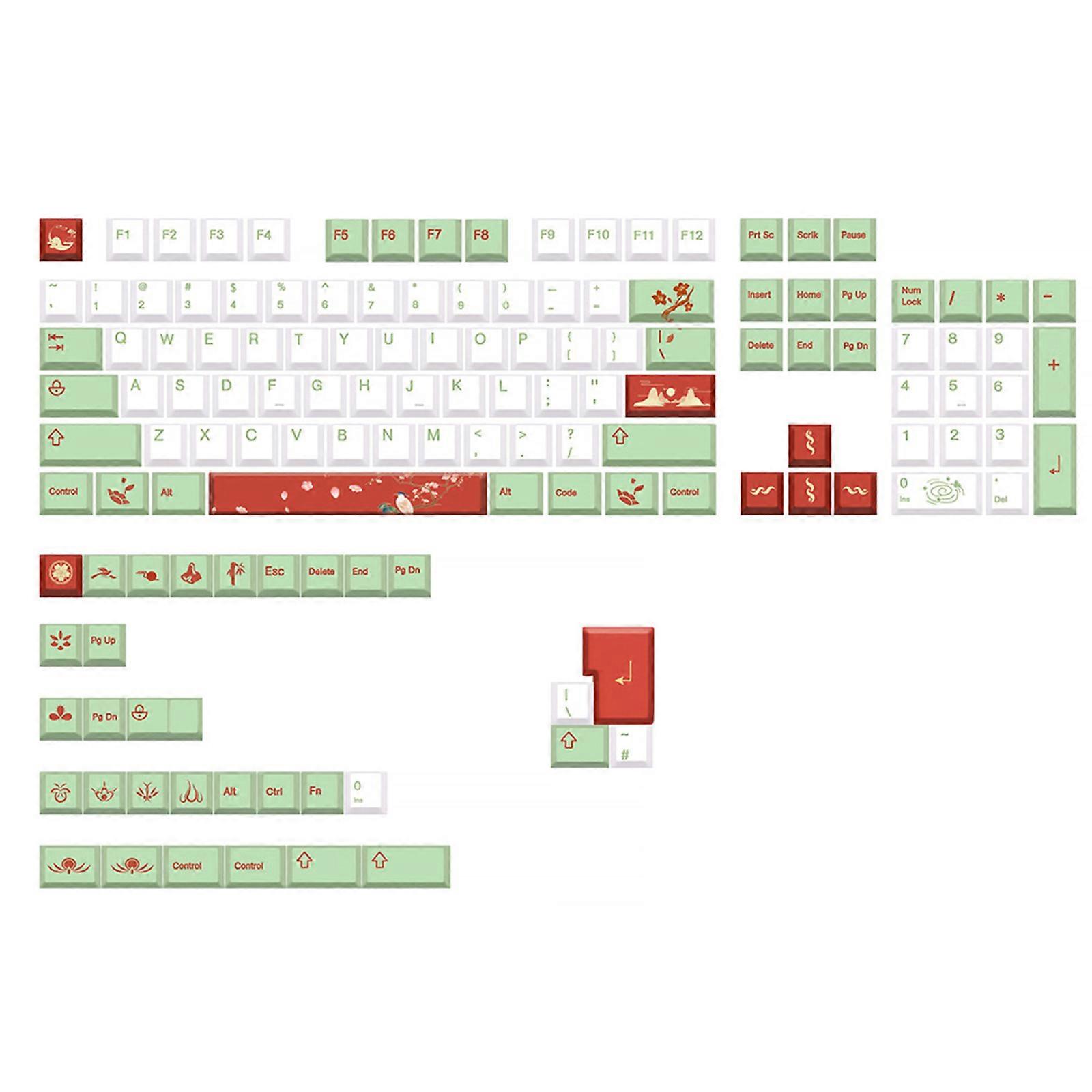 136Pcs Keycap Dye Sub Keycaps for MX Switch Mechanical Kayboard Cherry Height