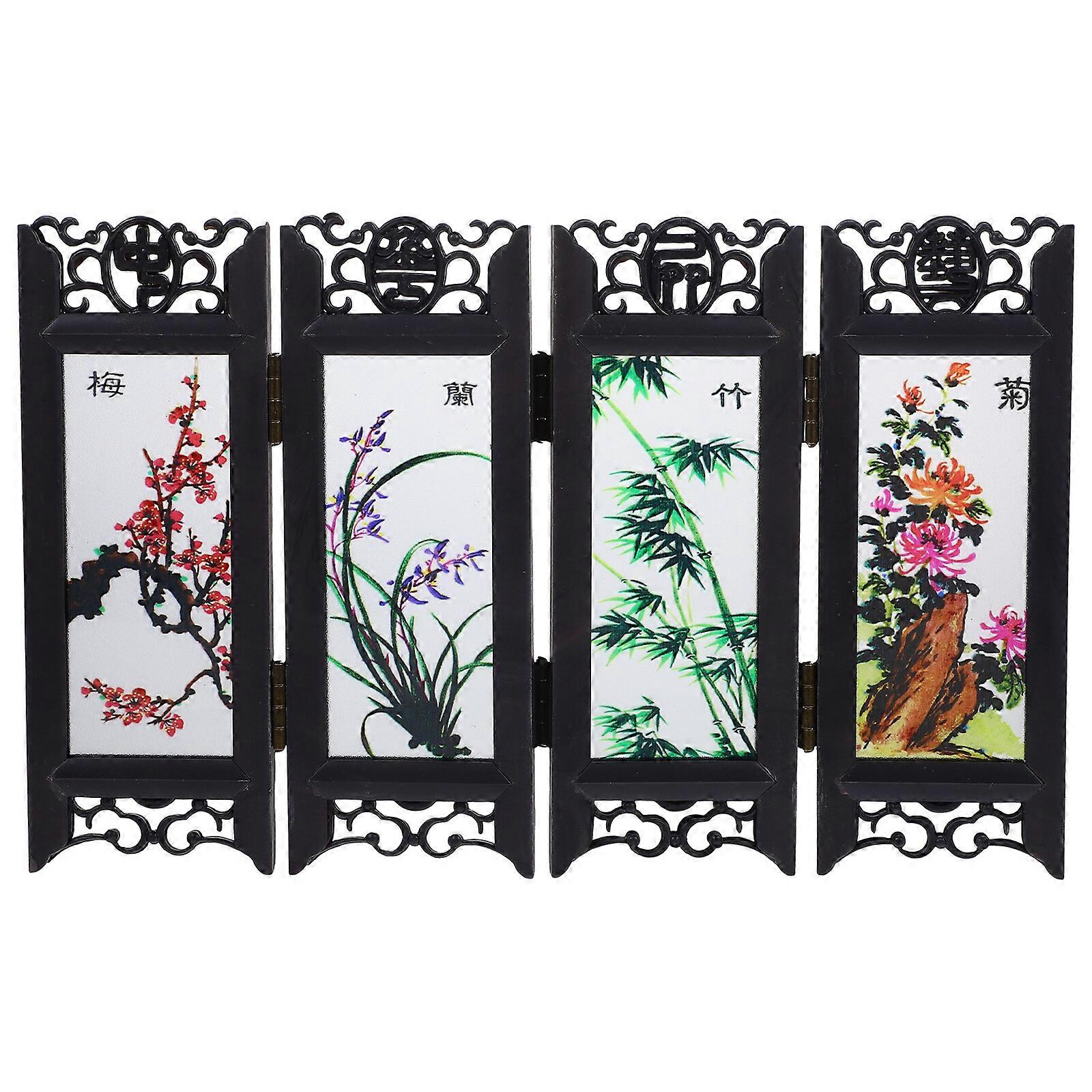 Desktop Mini Panel Divider Tabletop Folding Screen Decoration Chinese Style Ornament