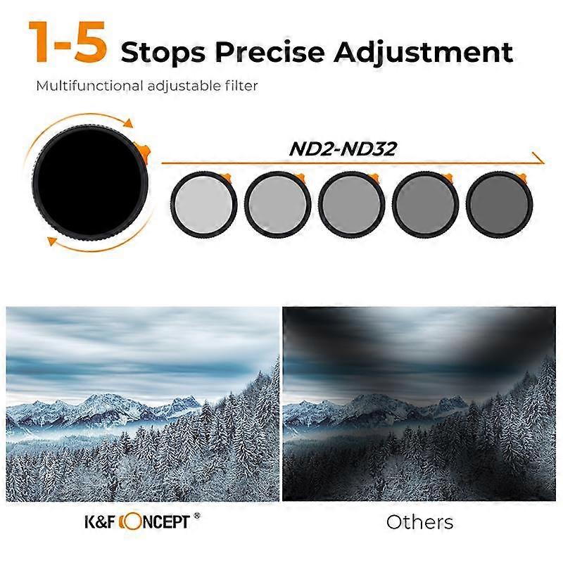 K&F CONCEPT ND2-32 1/4 Black Mist Camera lenses Filter Video Variable 2 in 1 ND Filters 49mm 52mm 58mm 62mm 67mm 77mm