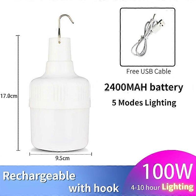 Rechargeable Camping LED Lights Portable Emergency Bulb Lights USB Built In Battery Bright Flashlight Outdoor Lantern with Hook
