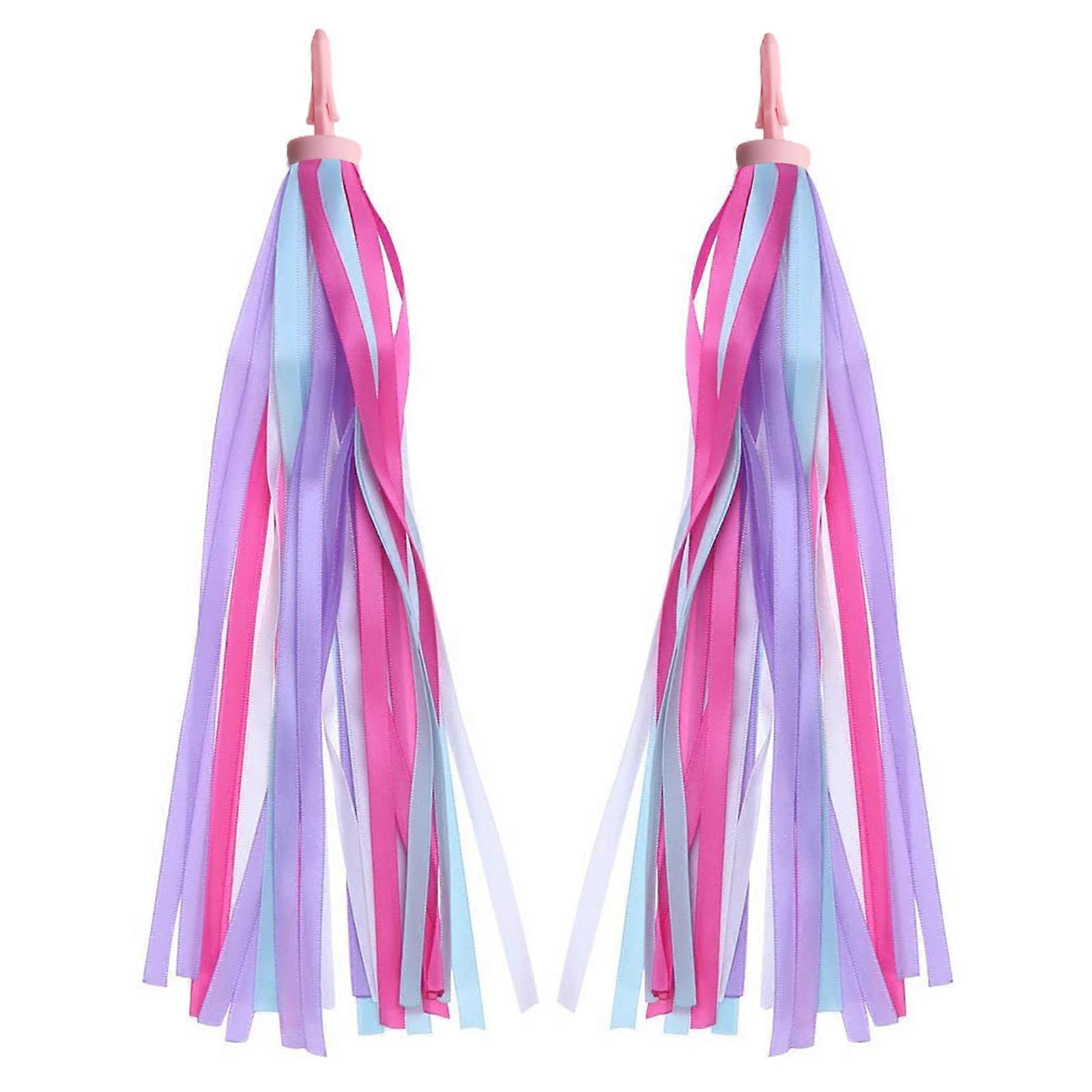 2X Streamerit Tupsu Ohjaustanko Poika Skootteri Lasten pyörä Värikkäät tyttönauhat.