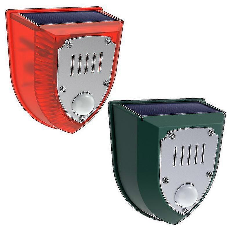 2 حزمة أضواء إنذار الأمن الشمسي ، 129db أصوات طلقة نارية الكلب نباح الصوت ضوء ستروب ضوء تحذير مصباح لحظيرة مزرعة في الهواء الطلق ، فيلا يارد