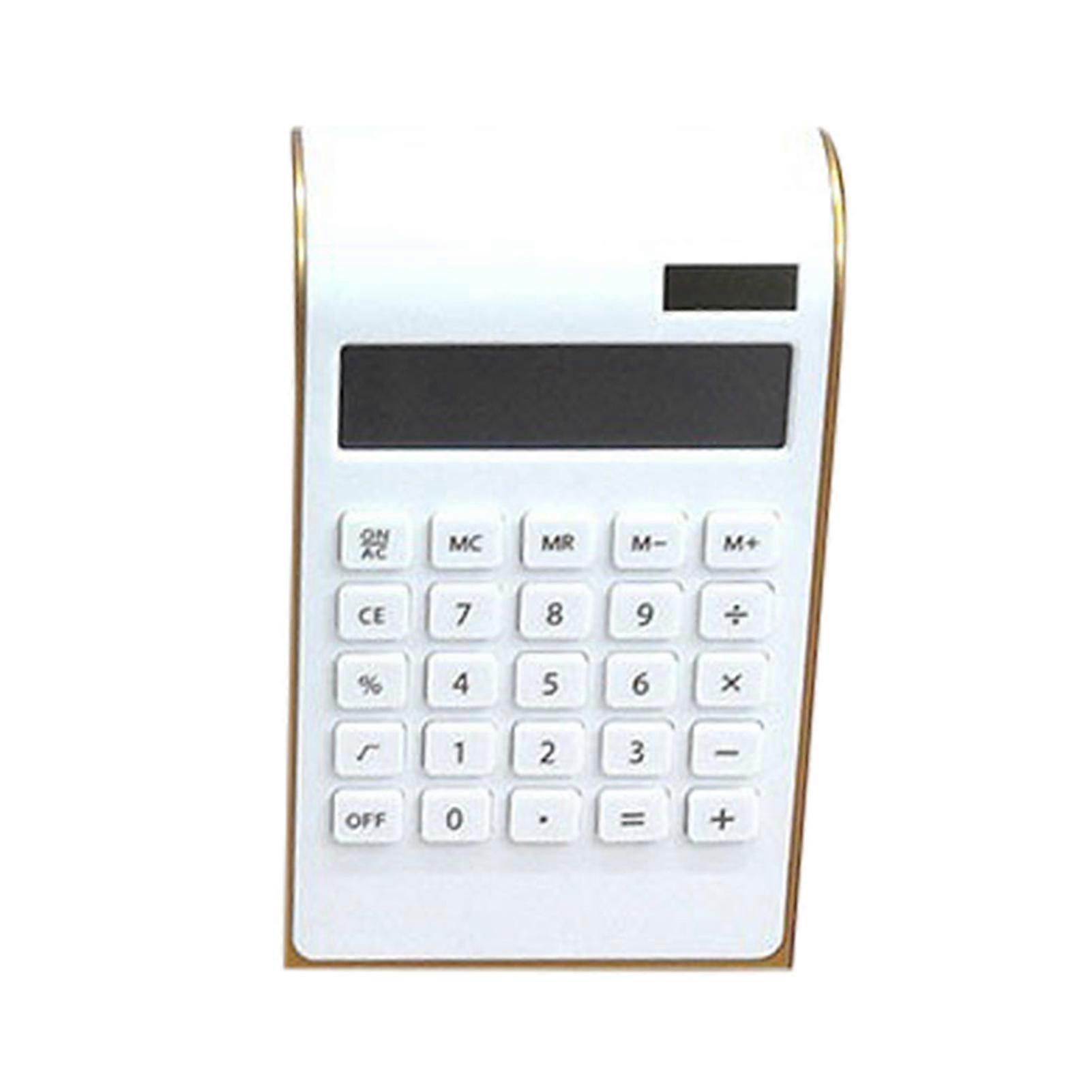 Mini Calculator LCD Screen Large Display Responsive Button Arithmetic Operation Golden Frame Dual Power Desktop Calculator School Supply QingHai