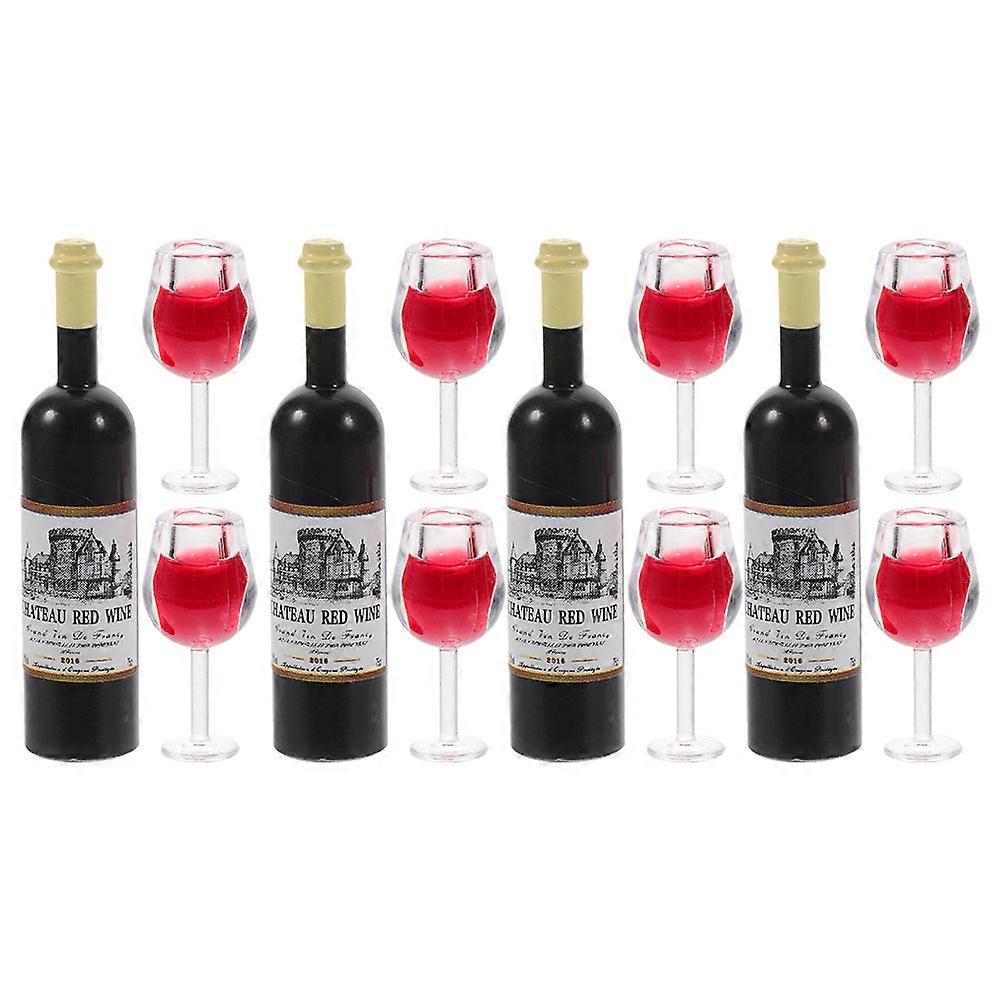 4 Sets Mini Wine Bottles Champagne Cups Mini Liquor Bottles Miniature Wine Goblet Cups