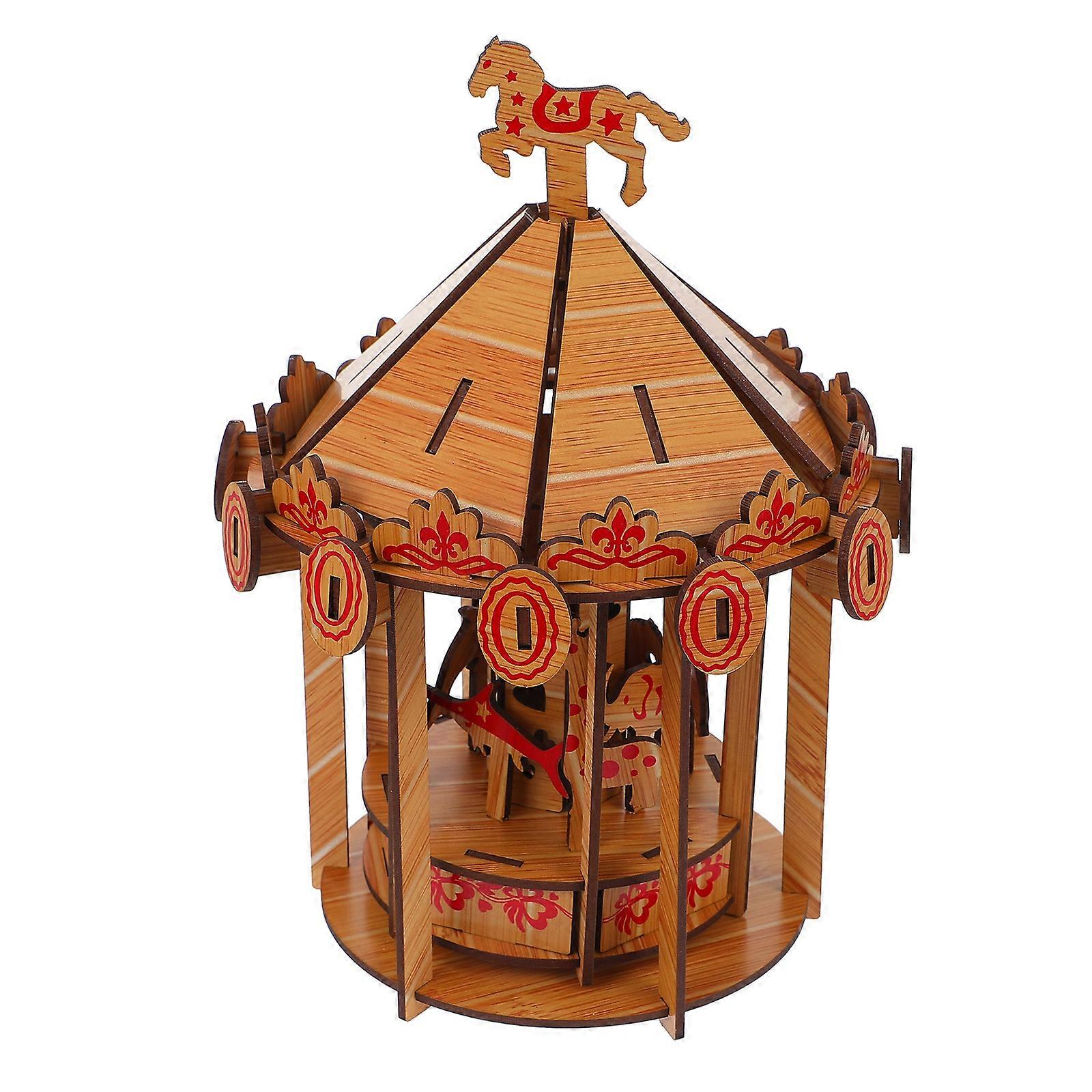 1Pc Carousel Model Puzzle Carousel Jigsaw Plaything Three Dimensional Puzzle