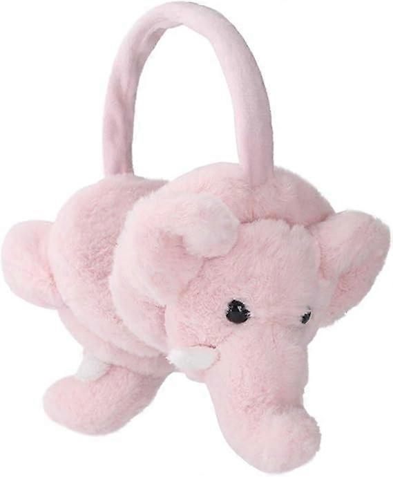 Doux éléphant cache-oreilles enfants fausse fourrure mignon cache-oreilles chaud fourrure cache-oreilles, rose