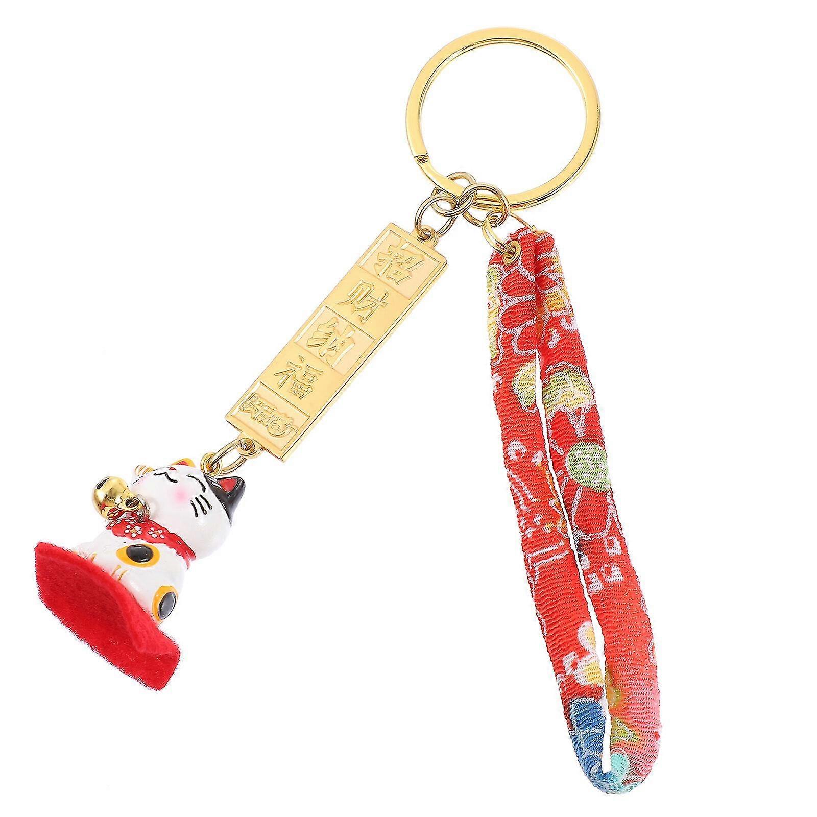 1pc Luck Cat Keychain Pendants Japanese Fortune Cat Keyring Unique Bag Charms