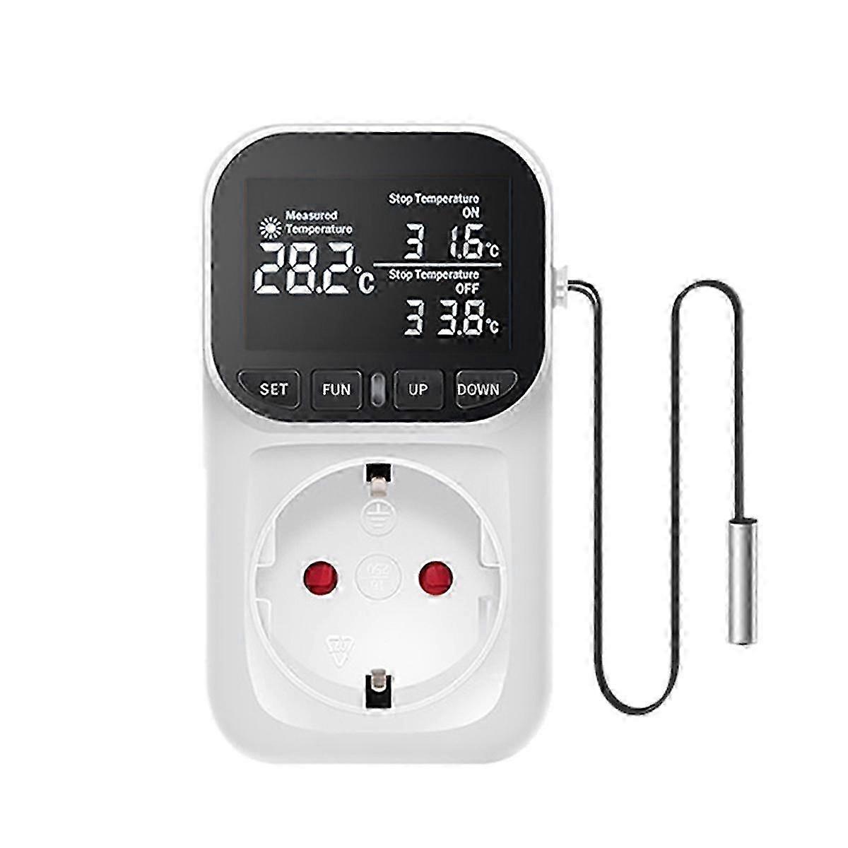 Digital Temperature Controller,reptile Thermostat Timer Switch Plug With Sensor For Home, Greenhouse Aquaculture Eu Plug