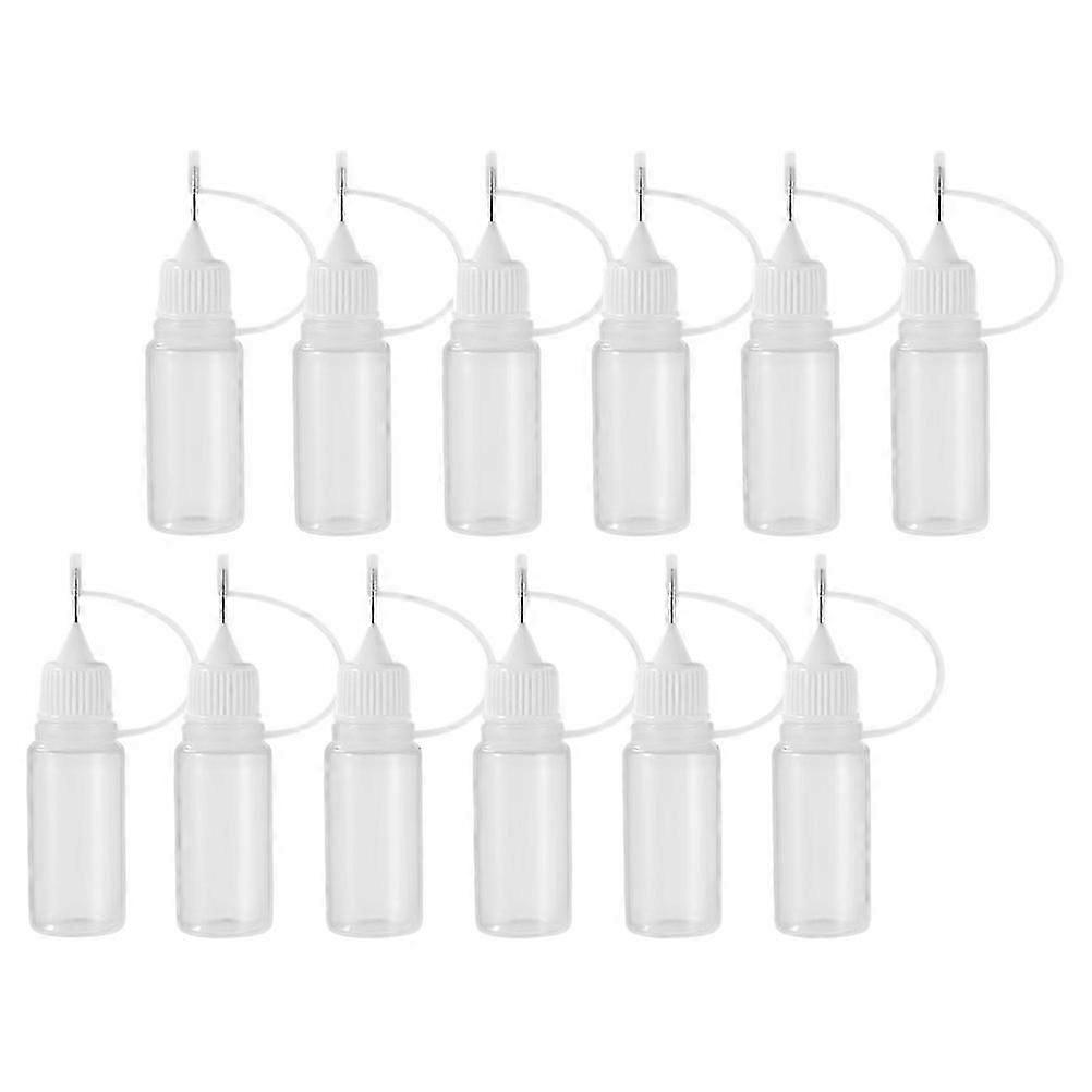 12 Pcs Precision Tools Needle Tip Plastic Dropper Bottles 10ml Needle Bottle Translucent Glue Bottles