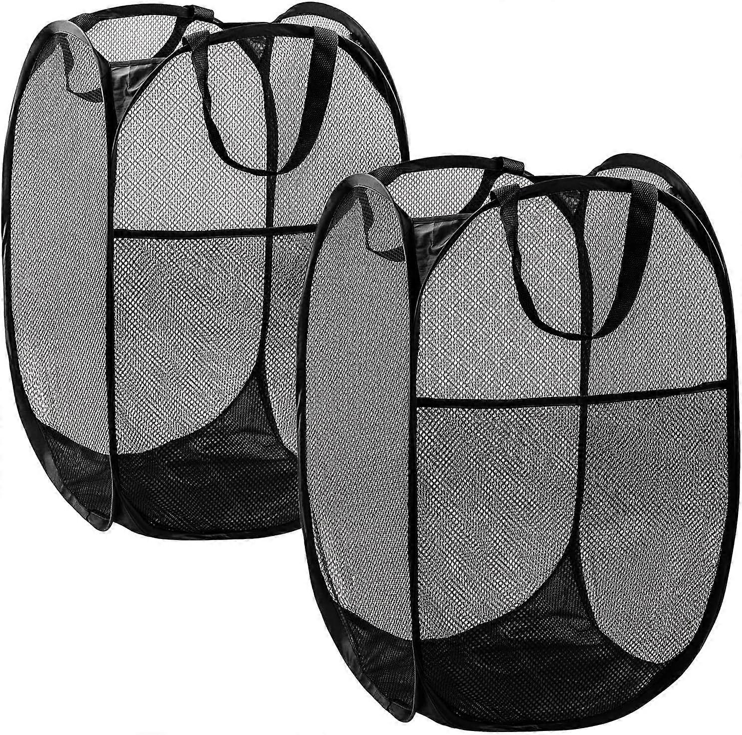 2 Pack Collapsible Mesh Laundry Basket with Carry Handles for Easy Travel and Storage, Lightweight and Durable Design