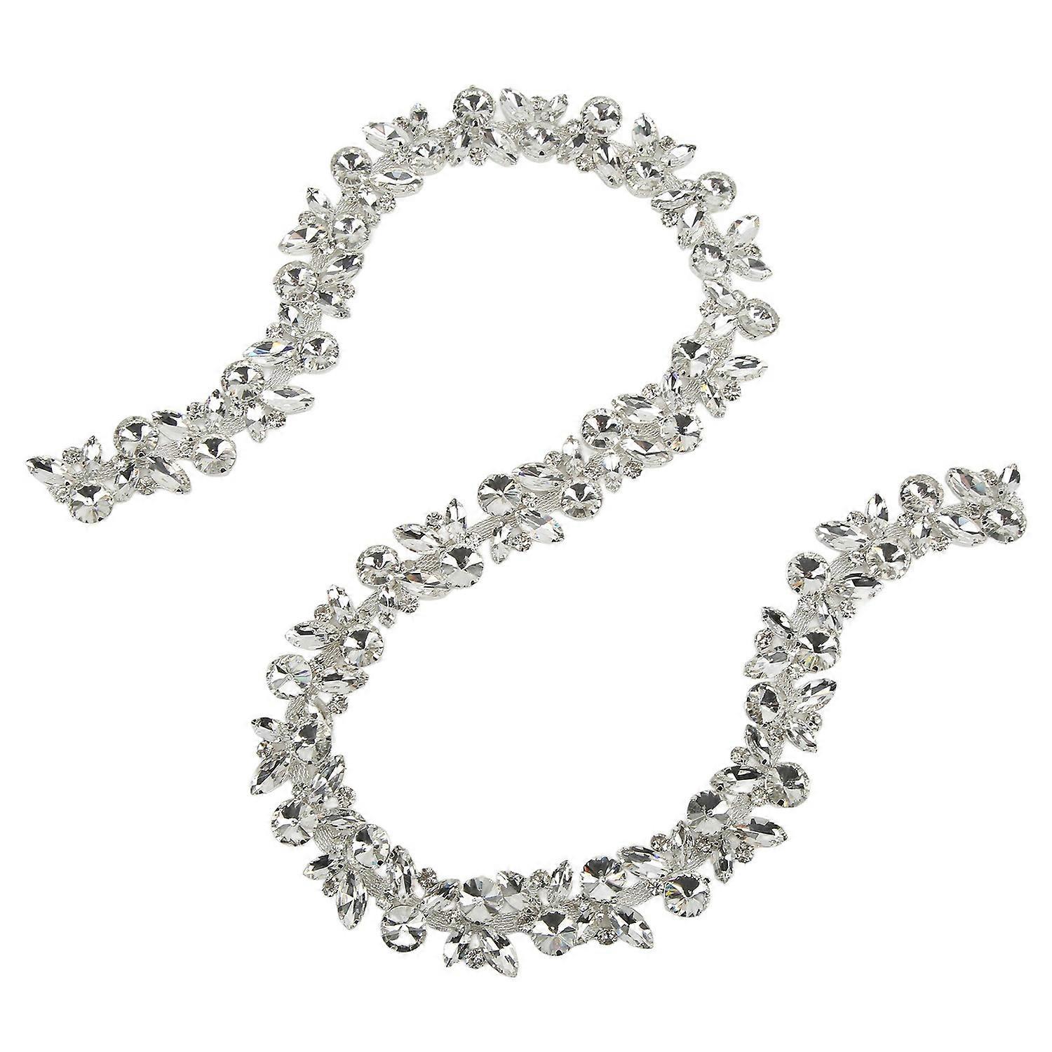 Rhinestone Belt Shiny Material Free Cutting DIY Making Elegant 3.3cm/1.3in Width 1 Yard Decorative C