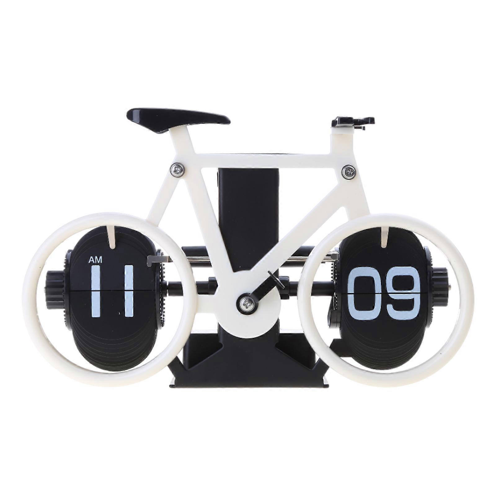 Bicycle Shaped Flip Clock for Home Bedroom Dormitory Desktop Decoration Clock  White
