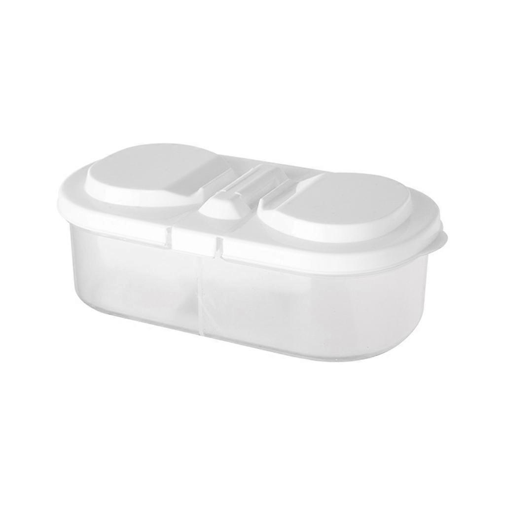 2 Grid Food Container Lunch Fruit Snacks Storage Box Refrigerator Crisper With L White