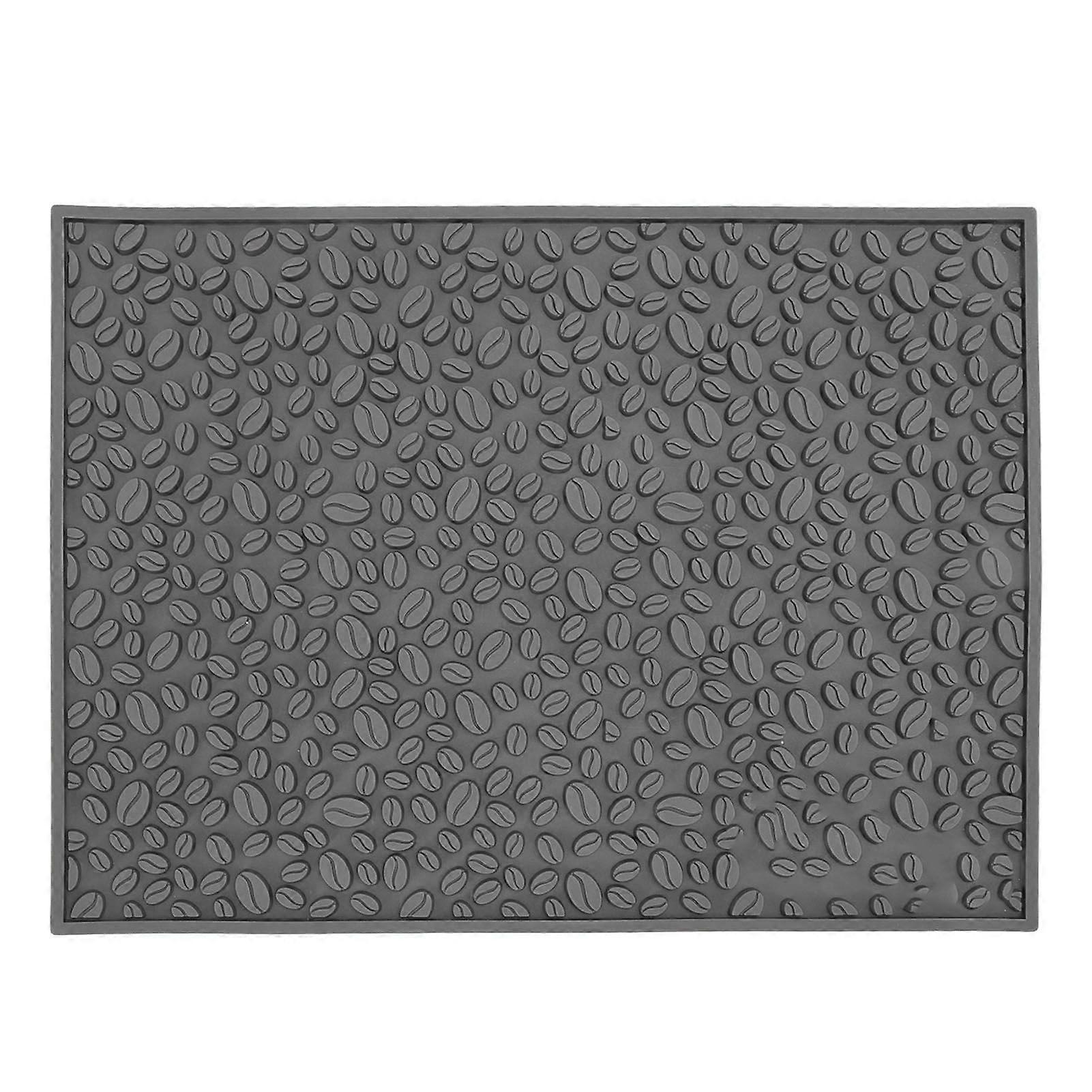 Non Slip Cup Mat Coffee Bean Design Desktop Bar Counter PVC Pad for Water Draining Filtering Grey