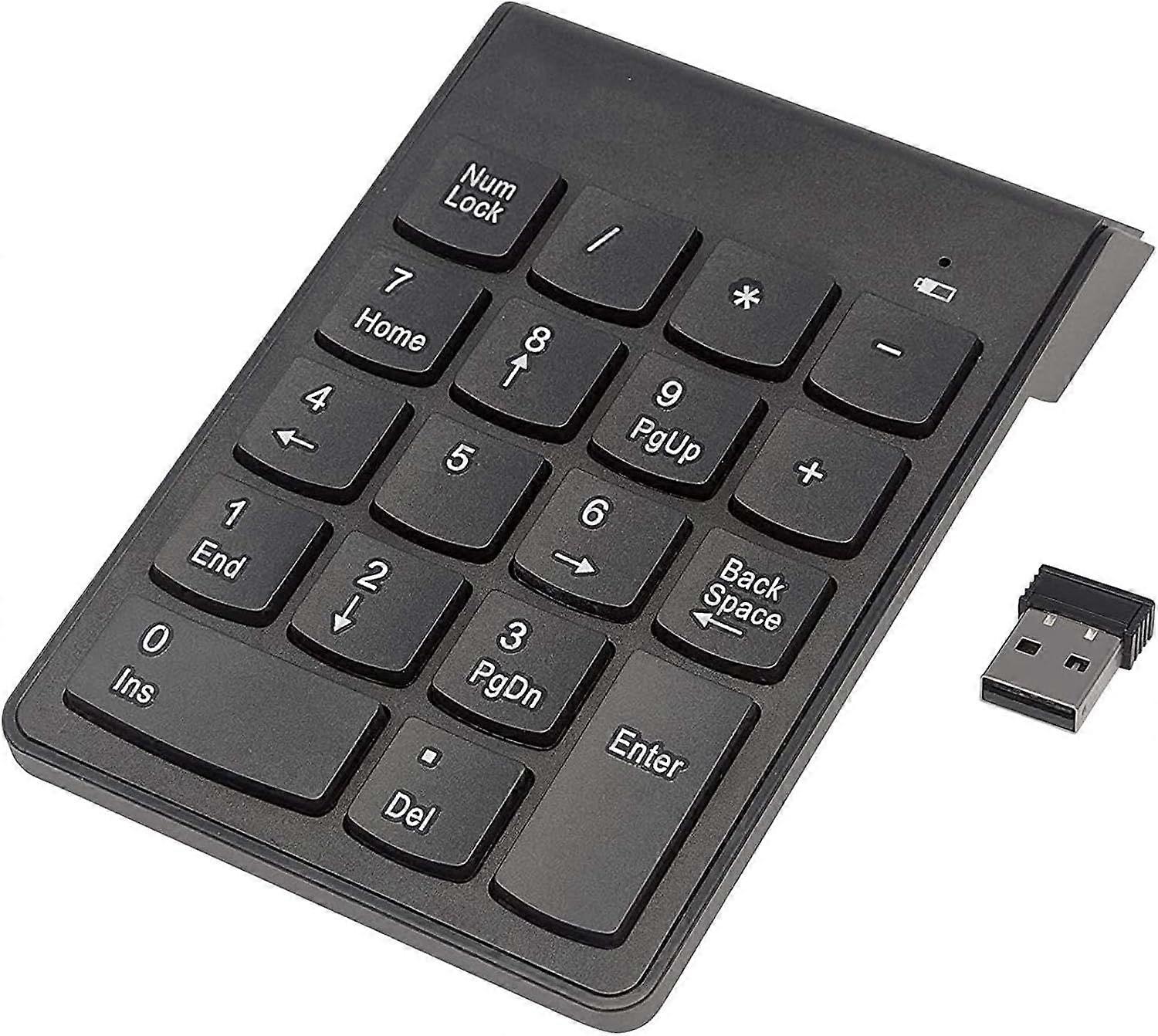 Numeric Keypad, Numpad 18 Key Wireless Numeric Keypad with Bluetooth Ultra-Slim, 2.4G for Mac Computer Desktop and Laptop - Black