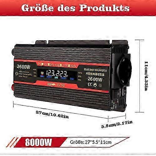 Spannungswandler 6000/8000W 12V-230V Wechselrichter Inverter mit 2 USB EU ; Reiner Sinus 2 USB Spannungswandler 8000W/4000W Wechselrichter 12V 230V Inve