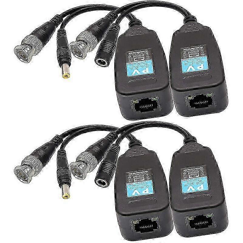 K Rj45 To Bnc Video Balun Transmitter Receiver Hd-cvi/tvi/ahd/cvbs With Power Connector For 1080p 3mp 4mp 5mp 8mp Cctv System Surveillance Camera Dvr