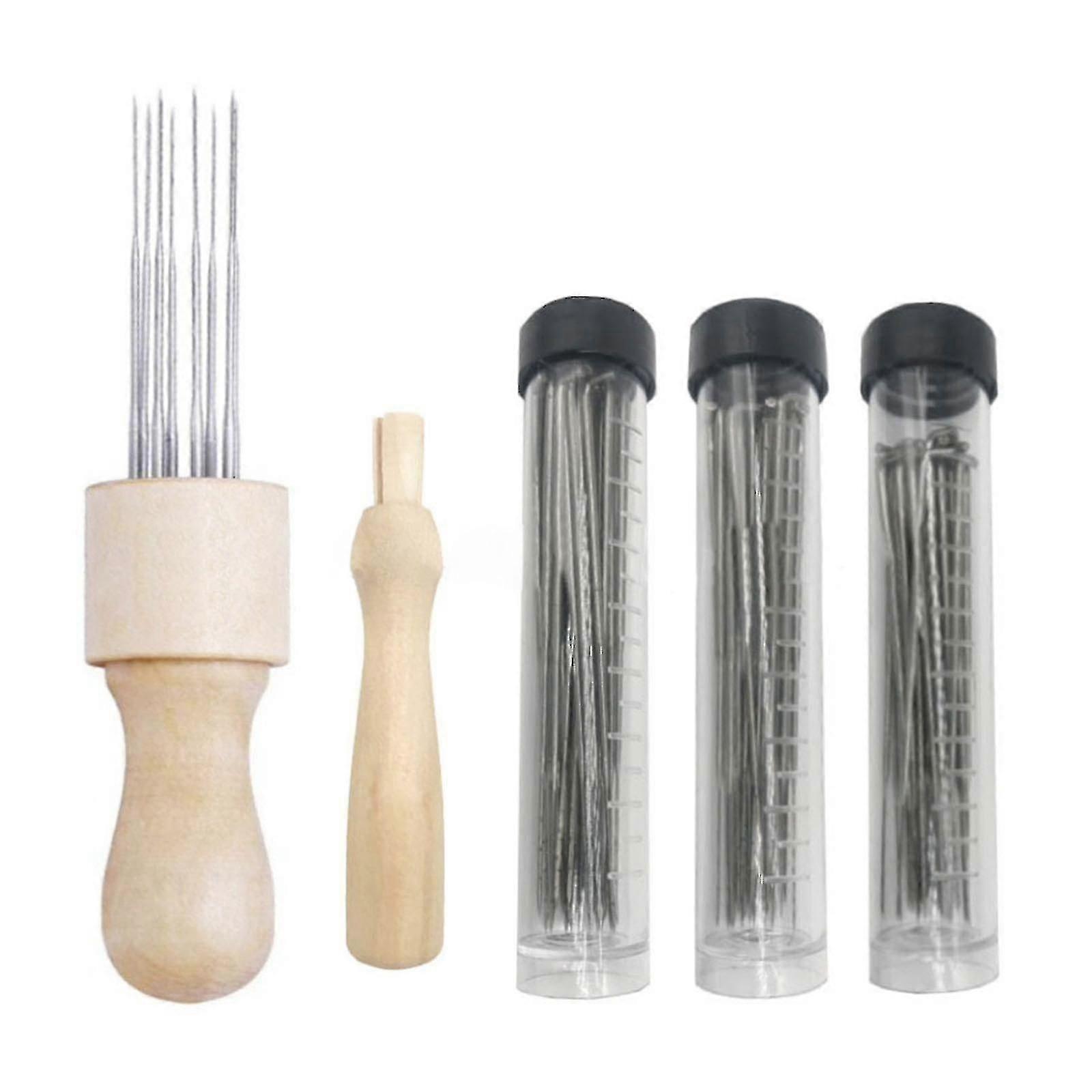 1 Set Wool Felt thoring Tools Wooden Handle Felting Needle Wool Felt Tools Felting Kit