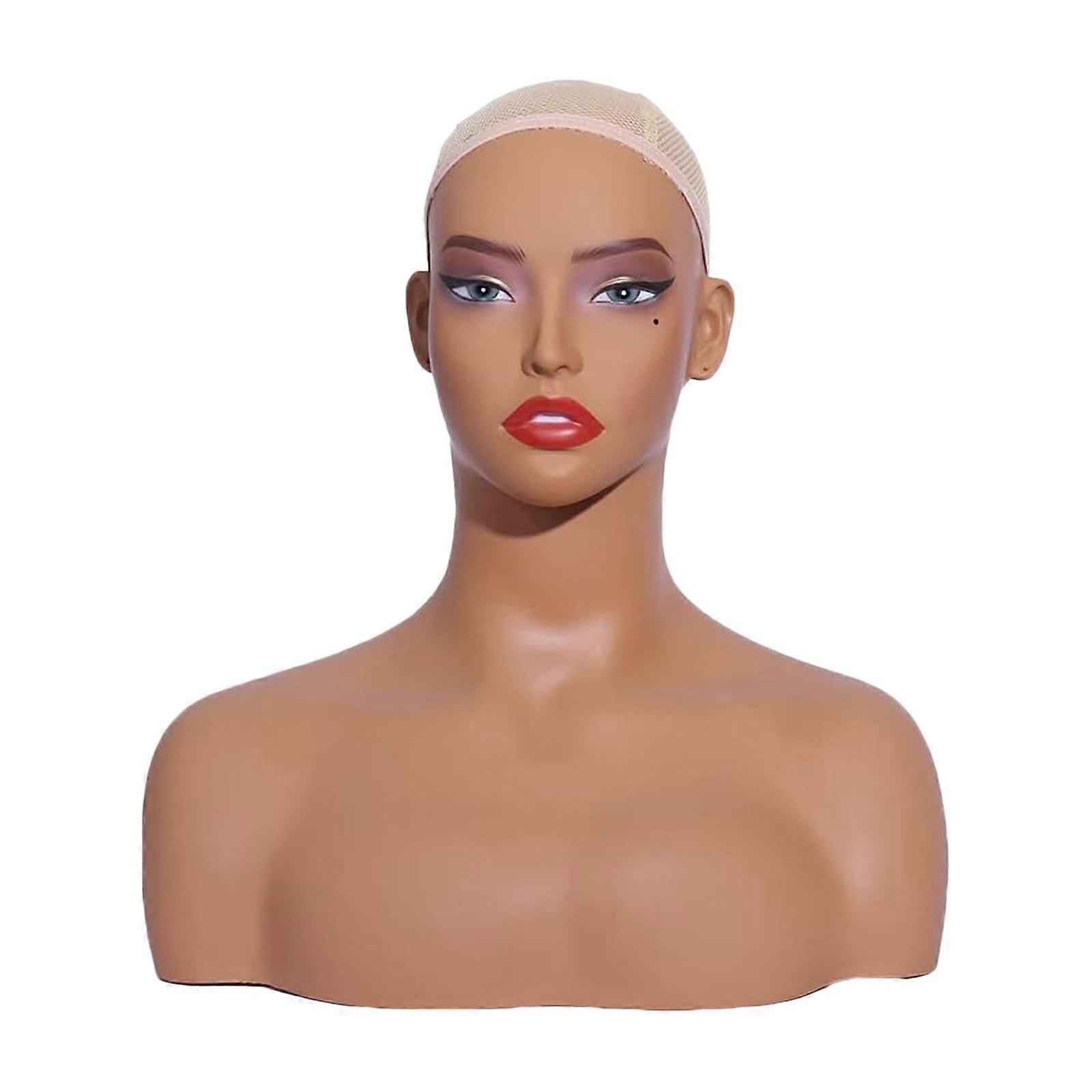 Female Head Manikin Head with Makeup for Jewelry Hairstyle Training Necklace