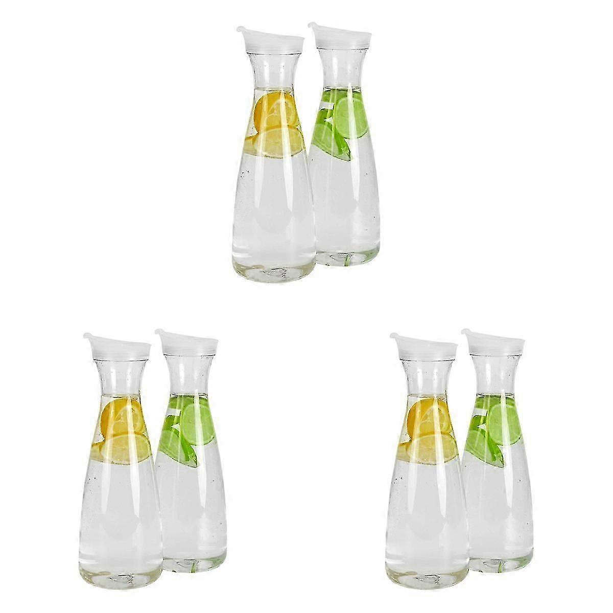 6 件 1.6L 塑料水瓶,带白色翻盖 - 食品级和可回收防碎 Pitc