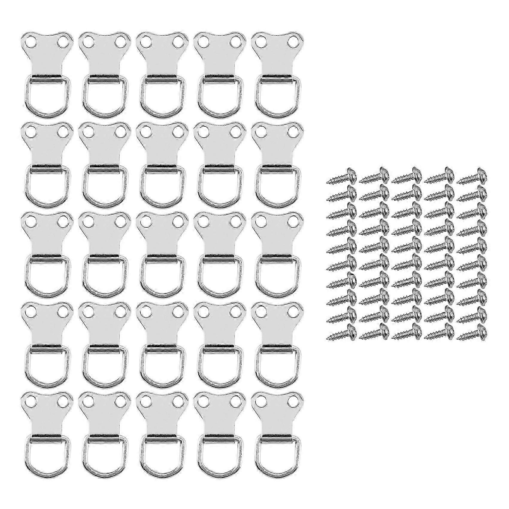 2026 nouveaux crochets de suspension pour tableaux en forme de D, 25 pièces, double trou, avec vis, argentés