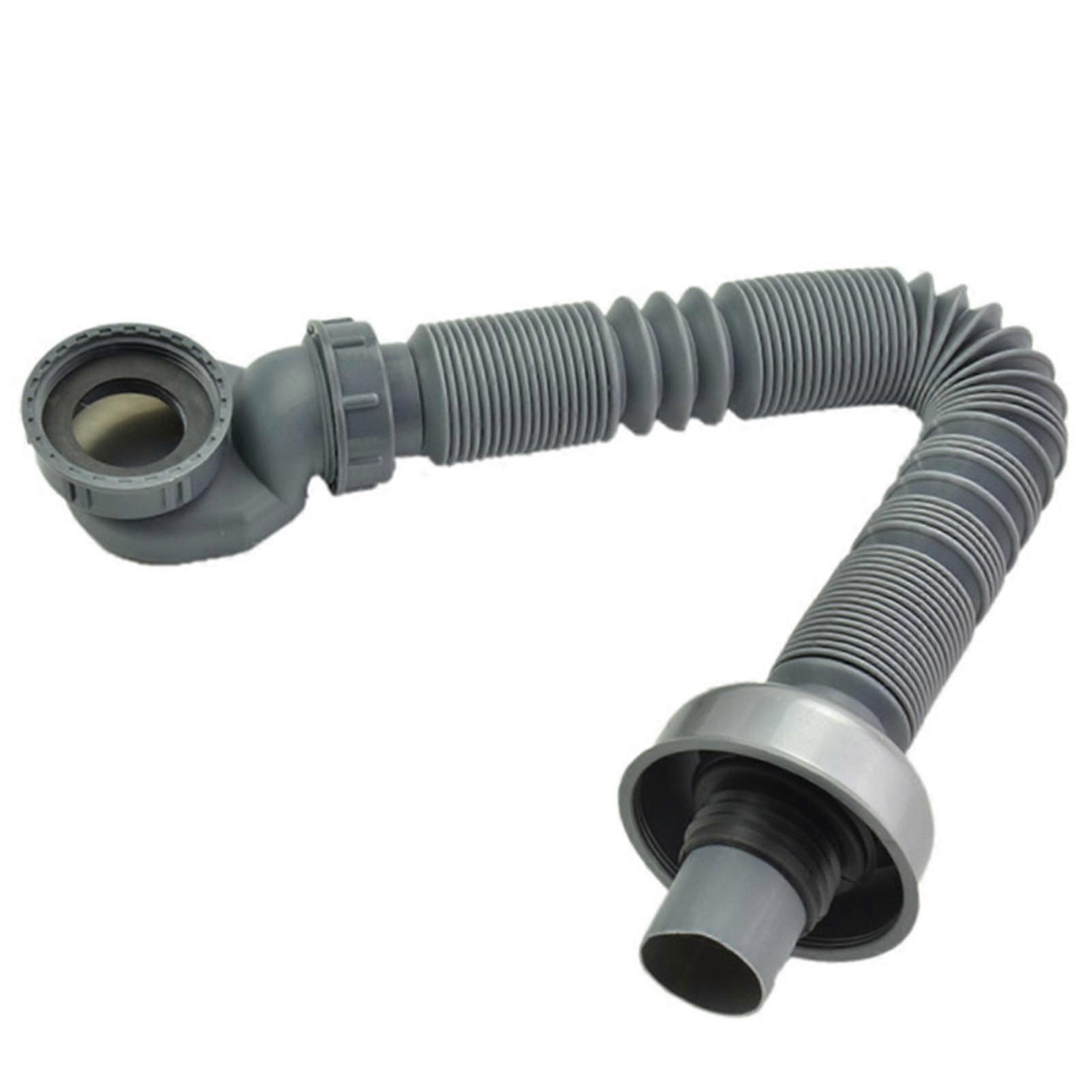 Universal Sink Drain Pipe 90cm Expandable Flexible P-Trap Smell-Proof Design Thread Discharge Hose