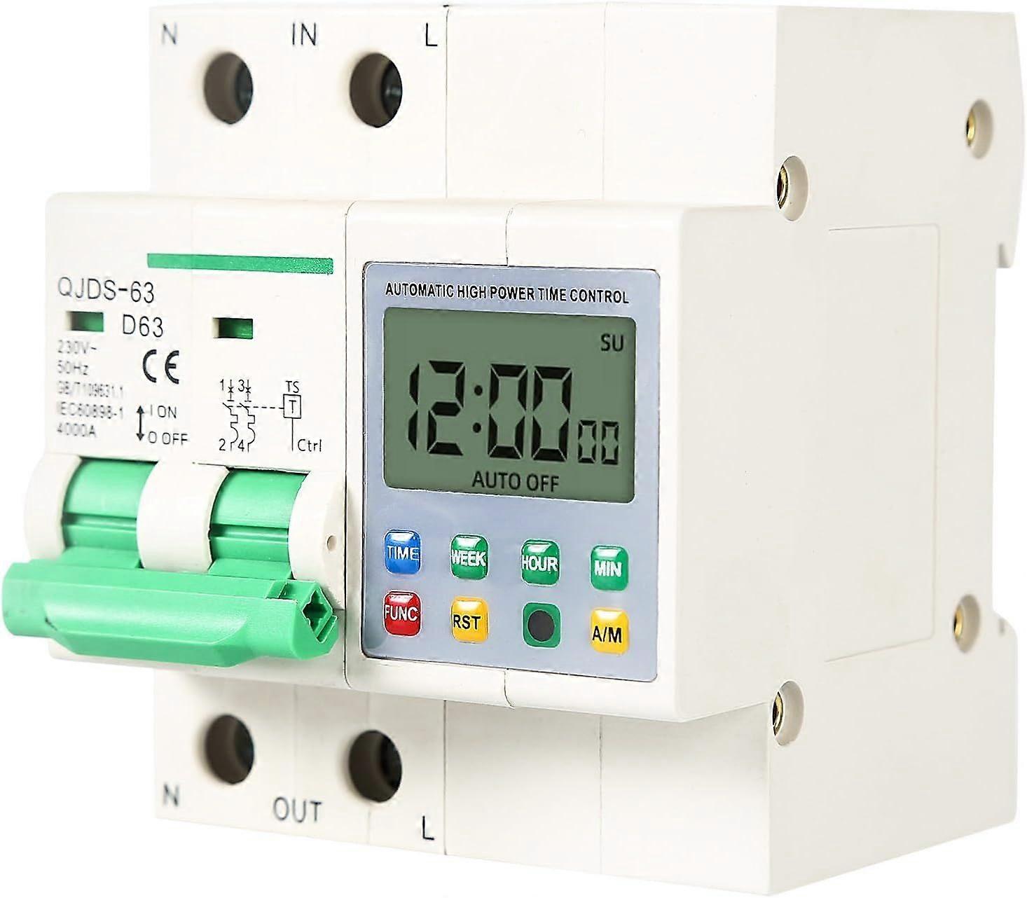Timer, Automatic Time Switch High Power Time Control Switch with 16 Groups Adjustable Time Controller for Home Appliances, 2P 63A AC230V