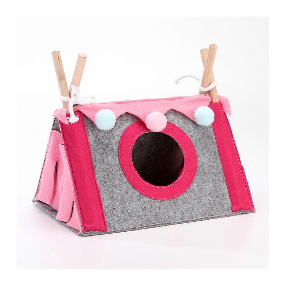 Felt Cloth Material Hideaway for Small Pets, Festive Design Theme Crystal Ultra-Soft Velvet Circular Window Design Comfortable Hiding Place for