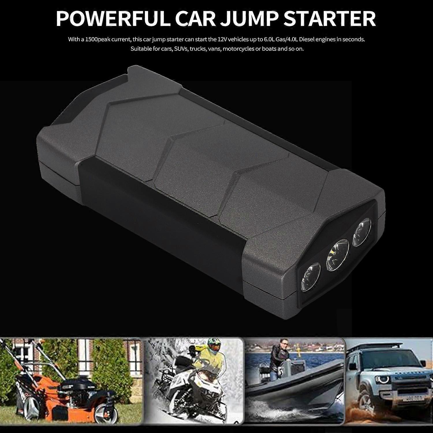 1500A Peaks 10000mAh Car Jump Starter with LED Digital Display/Dual USB/Safety Hammer/LED Light/Mul
