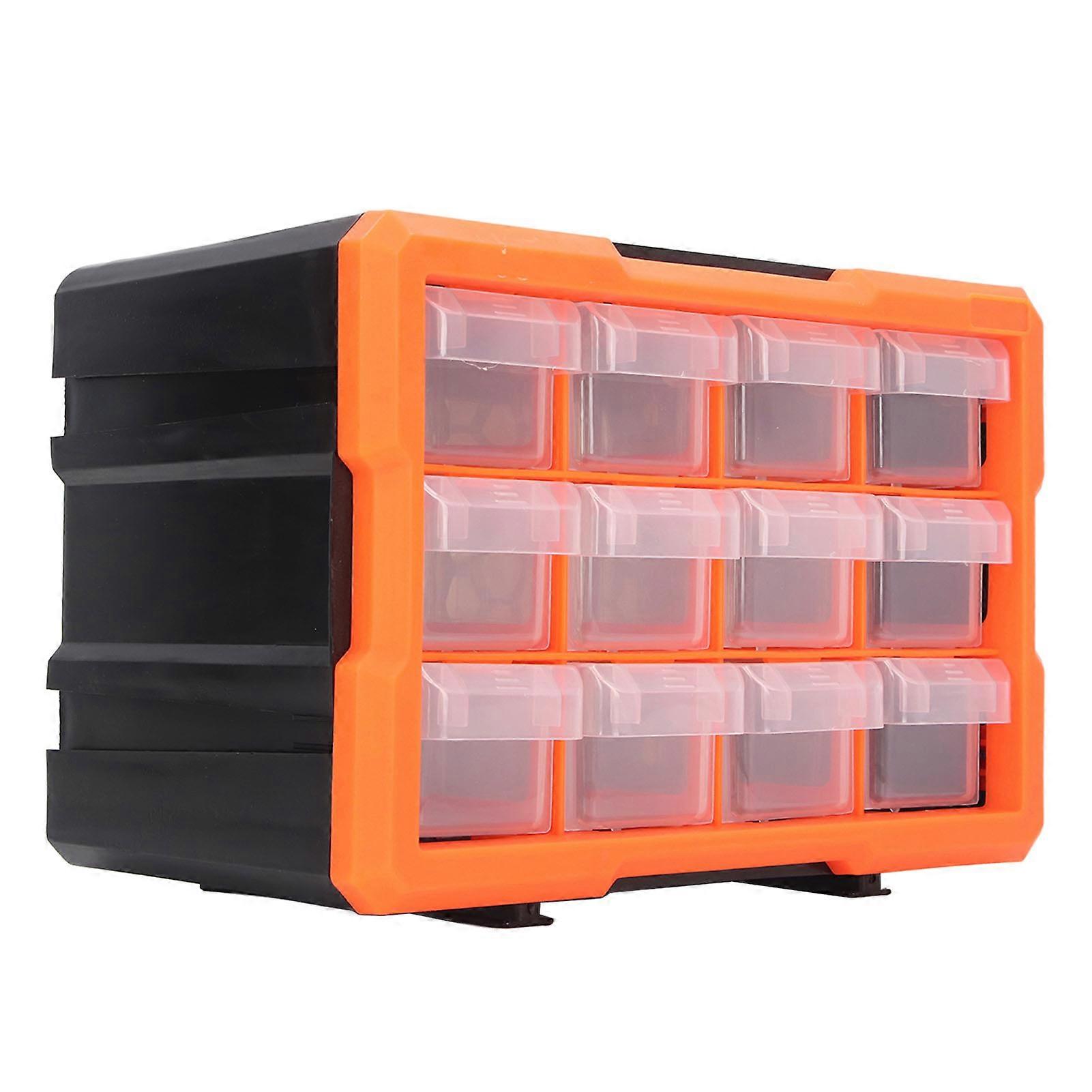 Drawer Parts Box 12 Drawers PVC Hardware Storage Organizer Stackable Tool Storage Box