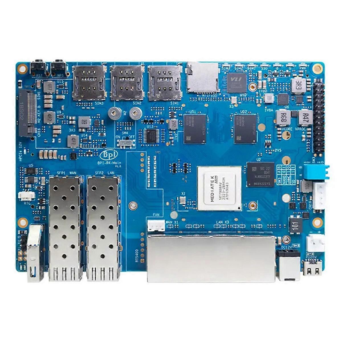 For Banana Pi -R4 Router Development Board 4GB RAM MT7988A with 2 SFP High-Performance Open-Source Router Board