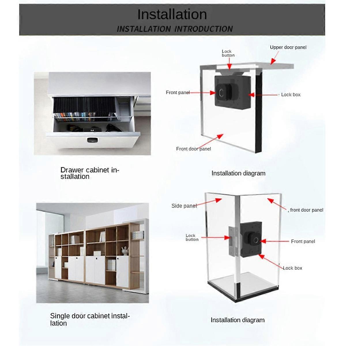 Biometric Fingerprint Lock Black Keyless Cabinet Lock