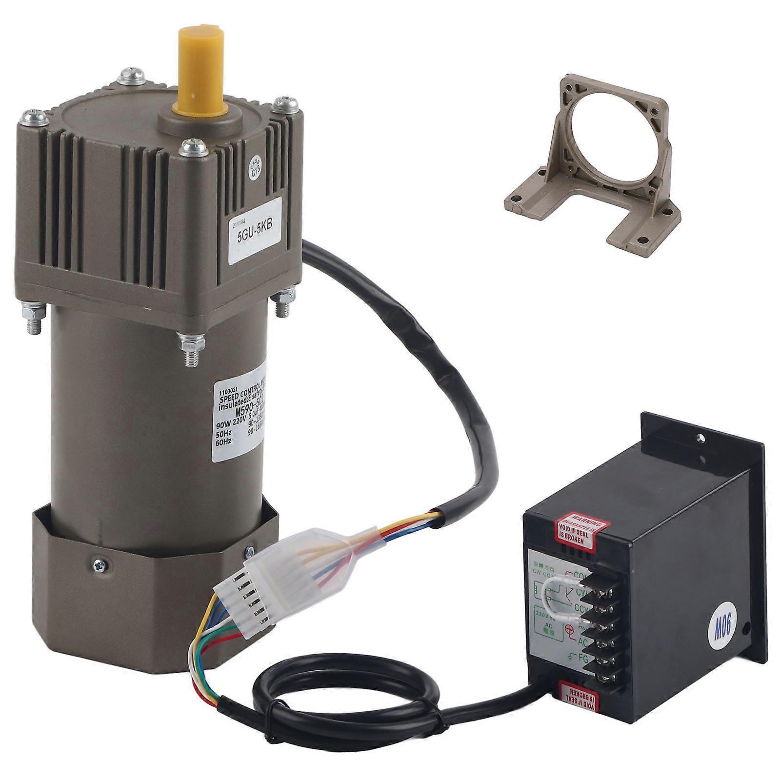 AC 220V 90W Single Phase Asynchronous Gear Motor Deceleration Adjustable Speed(5K)