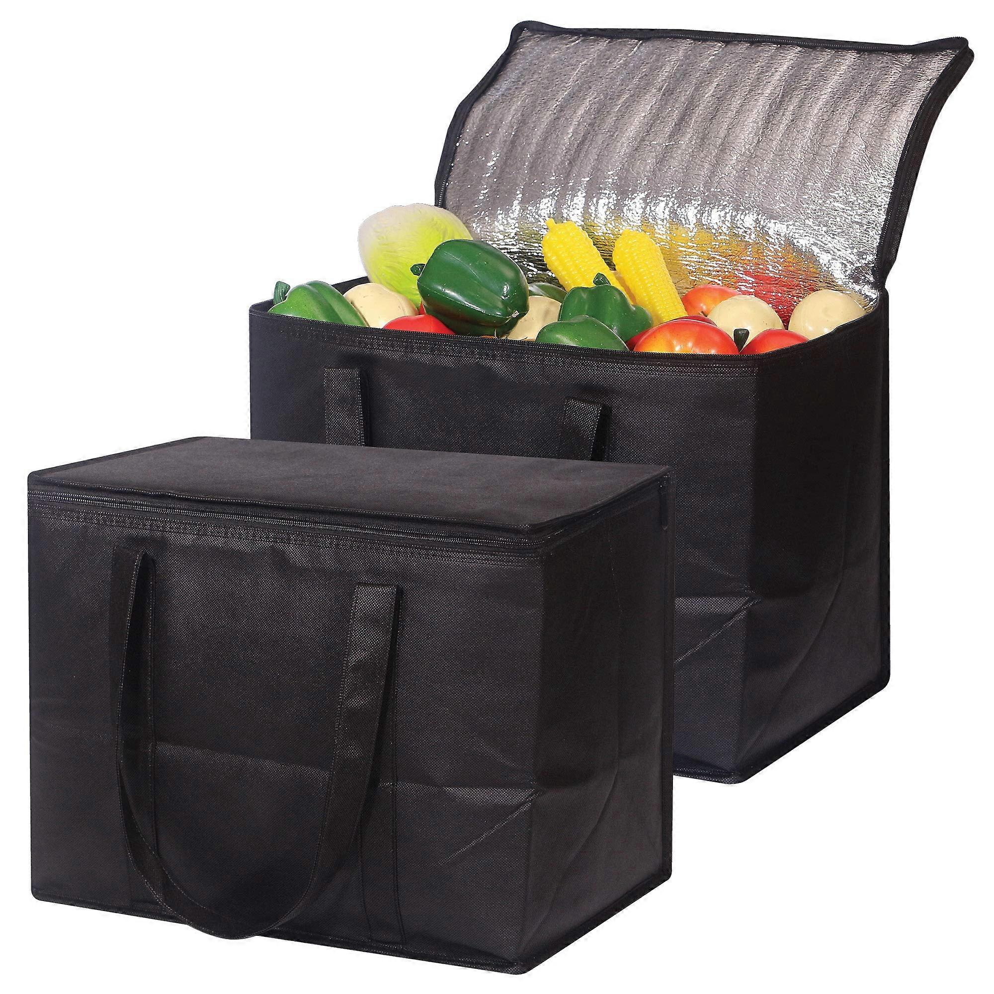 Large Insulated Reusable Grocery Bags - 2 Pack Foldable Washable Travel Bags, Extra Large Size, Eco-Friendly Material