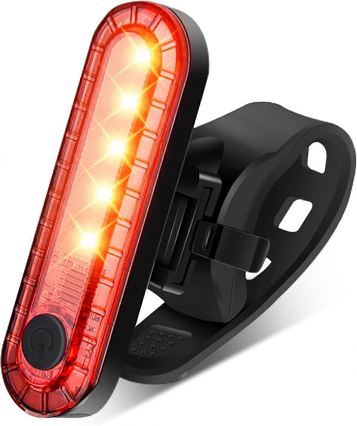 Smart Bicycle Tail Light USB Rechargeable with Remote Control, Waterproof Safety Turn Signal Rear Light, 5 LED Red for Night Riding