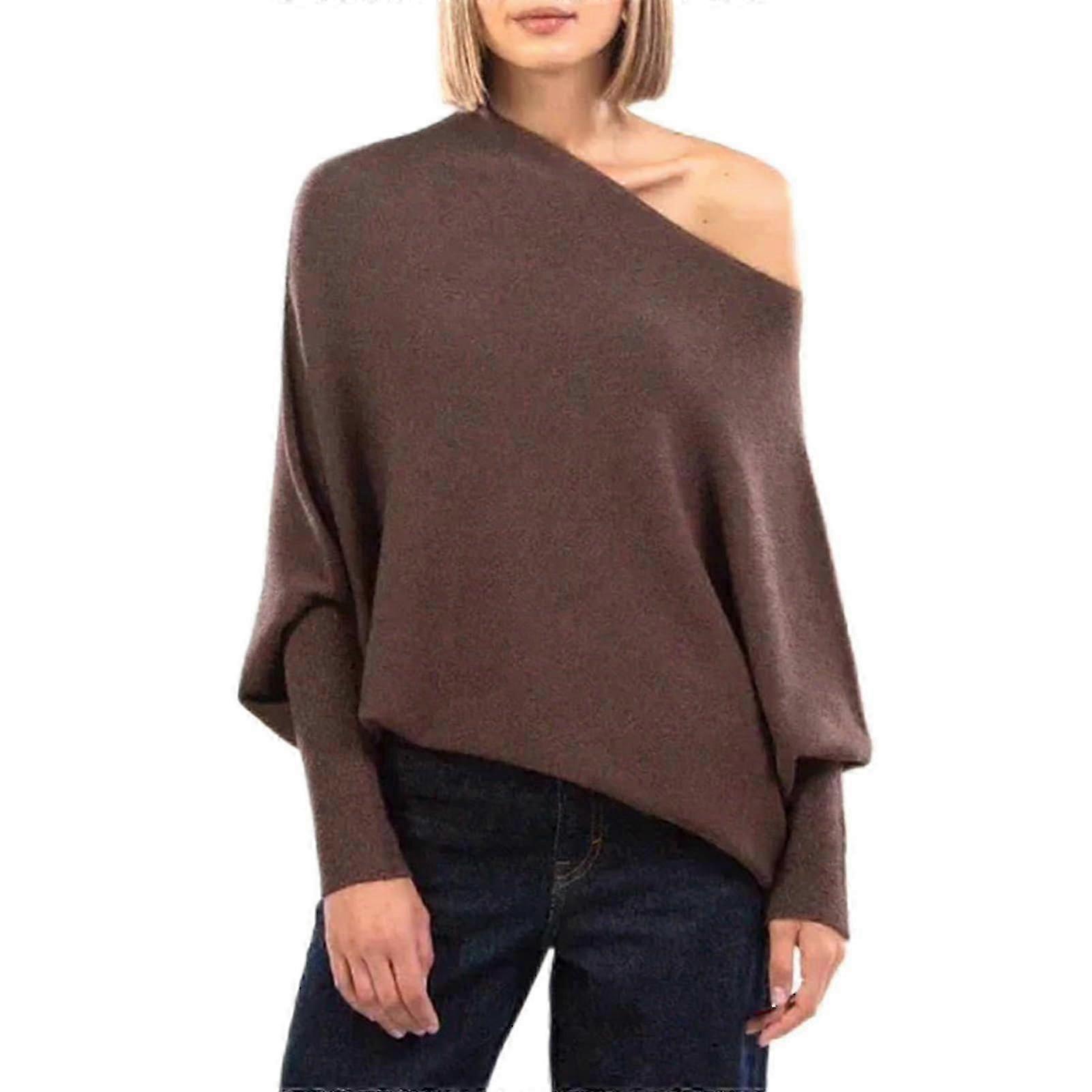 Asymmetric Draped Jumper, A Jumper As Ultra Soft As The Clouds Ladies Long Sleeve Slouch Batwing Plain Soft Knitted Jumper S202412271709