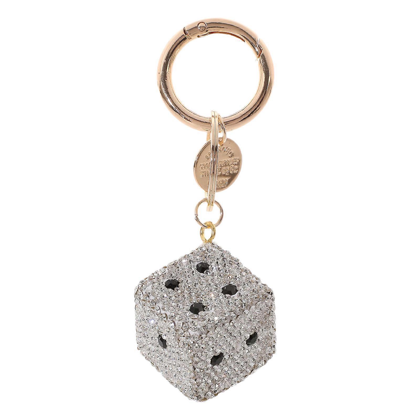 Stylish Dices Keychain Pendant With Dazzling Rhinestones Designed For Adults And Fashion Enthusiasts All Occasions Use Multicolor