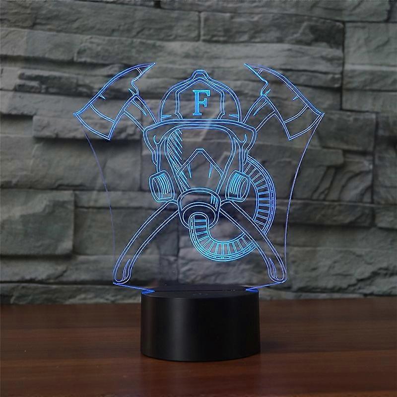 Fire Mask Shape 3D Colorful LED Vision Light Table Lamp, USB Touch Version