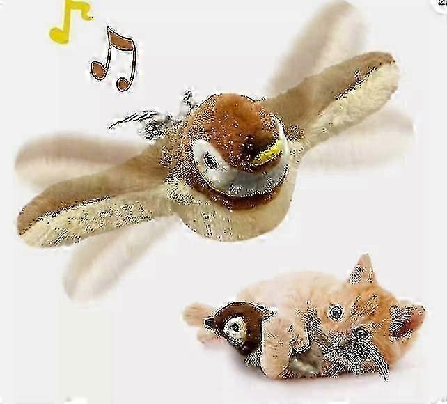 Electronic Interactive Bird Cat Toy Hanging Pet Flapping Sparrow