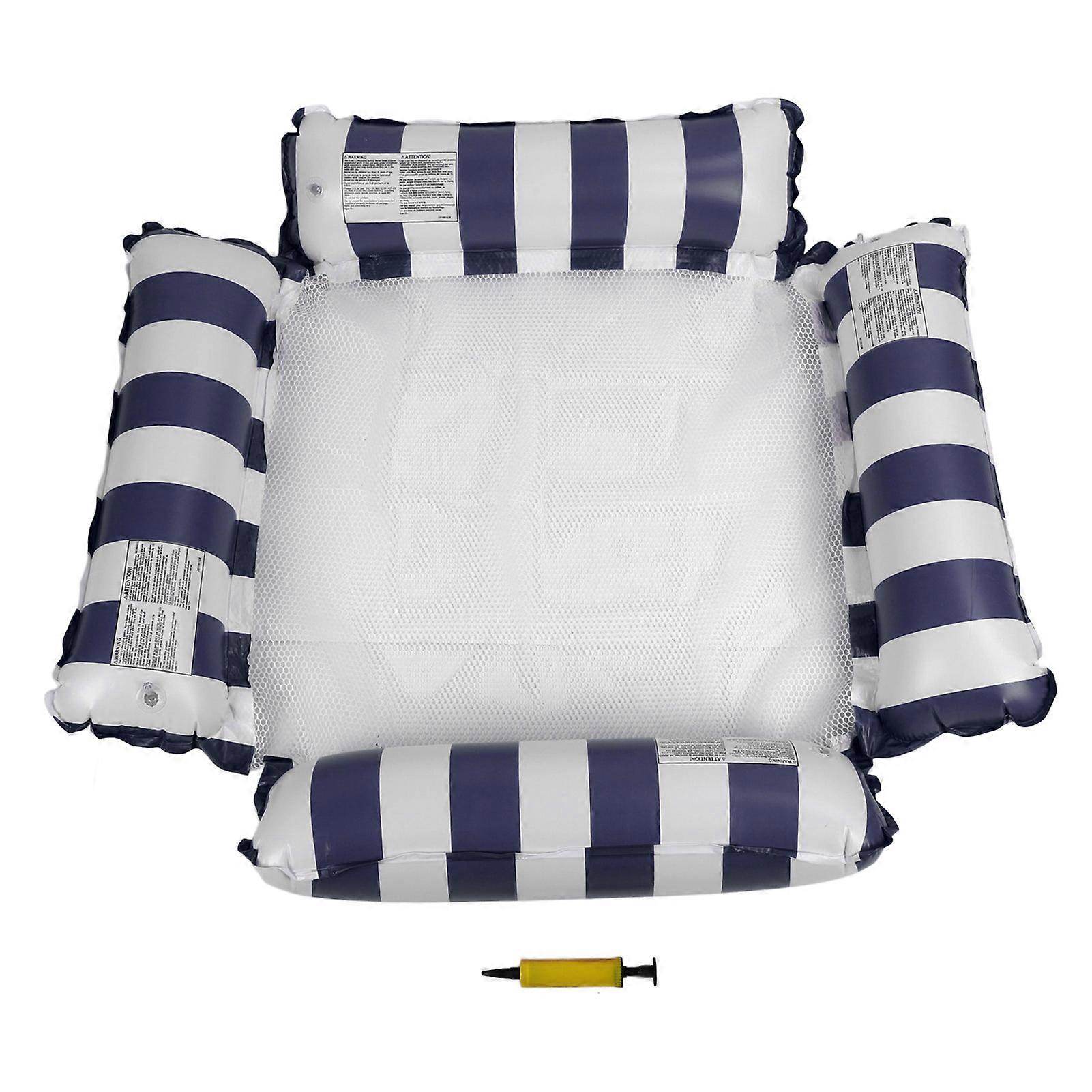 Inflatable Mesh Hammock Foldable Float 4 Tubes Water Hammock for Swimming Pool Beach Party Stripe