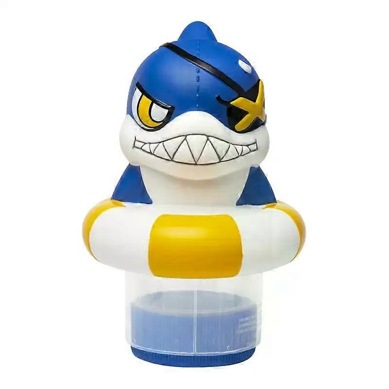 Floating Chlorine Dispenser For Pool Holder Floater Shark Shape Floated Container Holds 4 Tablets Fit 3-Inch Tabs