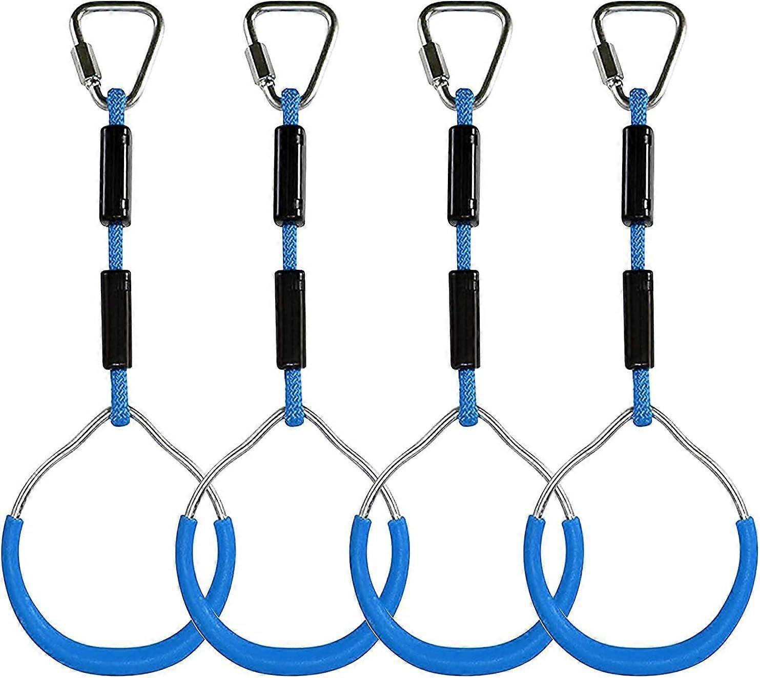 Kids Climbing Rings Multi-Function Swing with Plastic Rings Max Load 160kg Ninja Climbing Ring Obstacle Garden SwingBlue