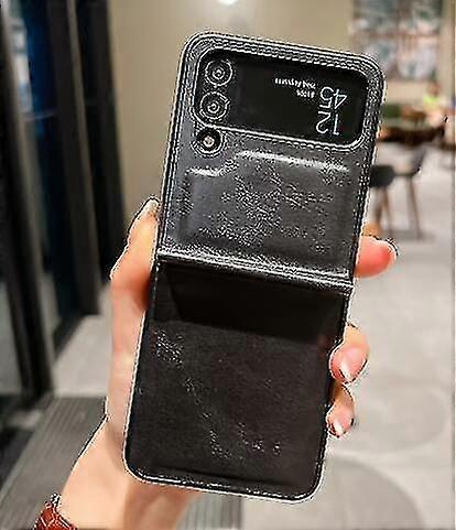 Leather Phone Case Compatible Samsung Galaxy Z Flip 4 With Hinge Protection, Shockproof Z Flip 4 Case
